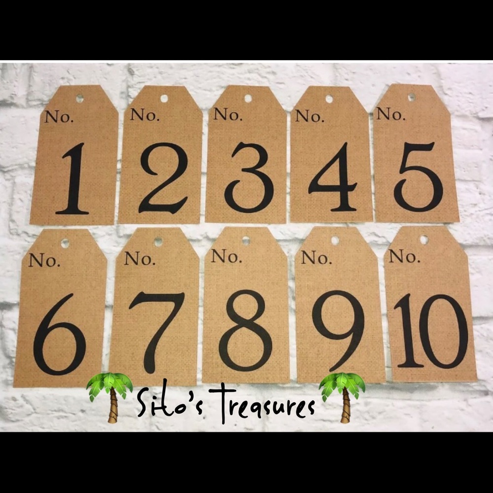 Handmade Wedding Party Table Number Tags 1 Set